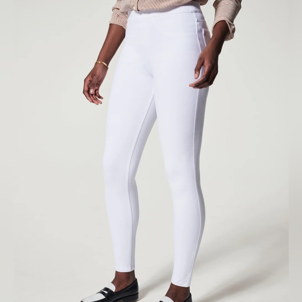 SPANX Jean-ish Ankle Leggings White Size XL Back Pockets NEW - Picture 2 of 14
